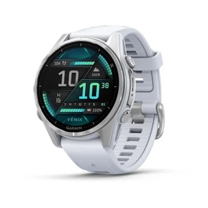 Garmin Fenix 8 - 43 mm AMOLED Gümüş Beyaz Taşlı Silikon...